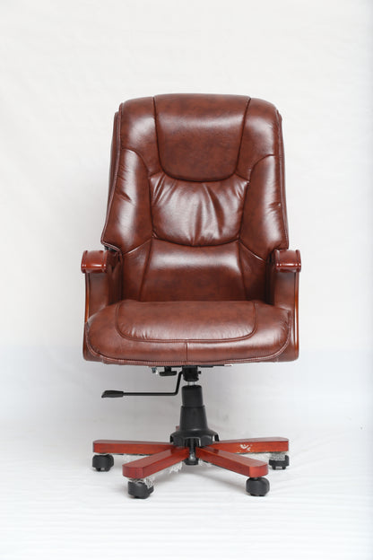 Executive Recliner Chair in Brown Leather with Ergonomic Comfort