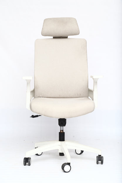 Modern White Mesh Revolving Chair – Ergonomic Comfort with Sleek Design