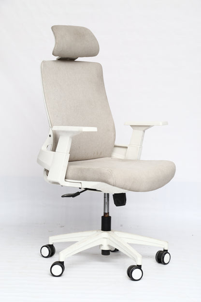 Modern White Mesh Revolving Chair – Ergonomic Comfort with Sleek Design