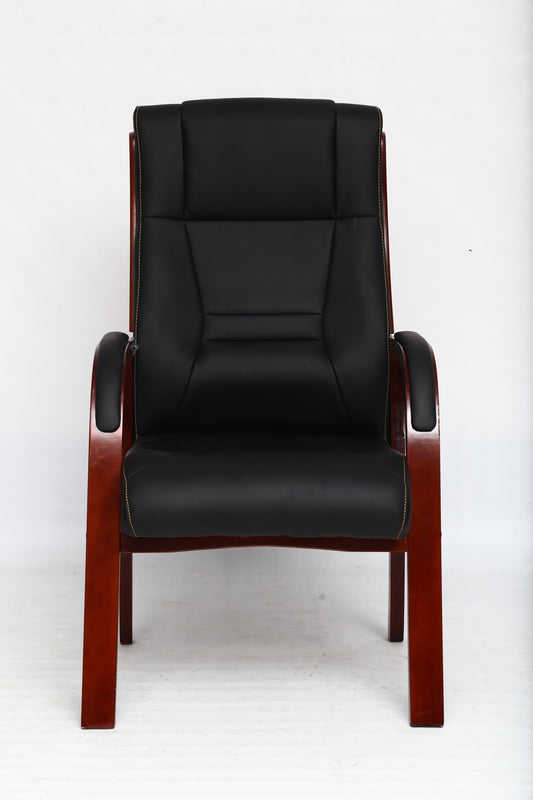 Leather Wooden Visitor Chair – Elegant and Comfortable Seating